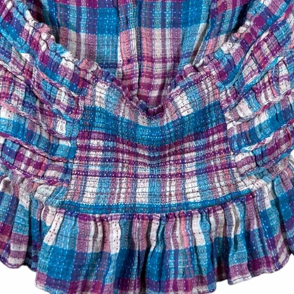 Free People Smocked Plaid Crop Tube Top Size Small NWOT - Picture 7 of 7
